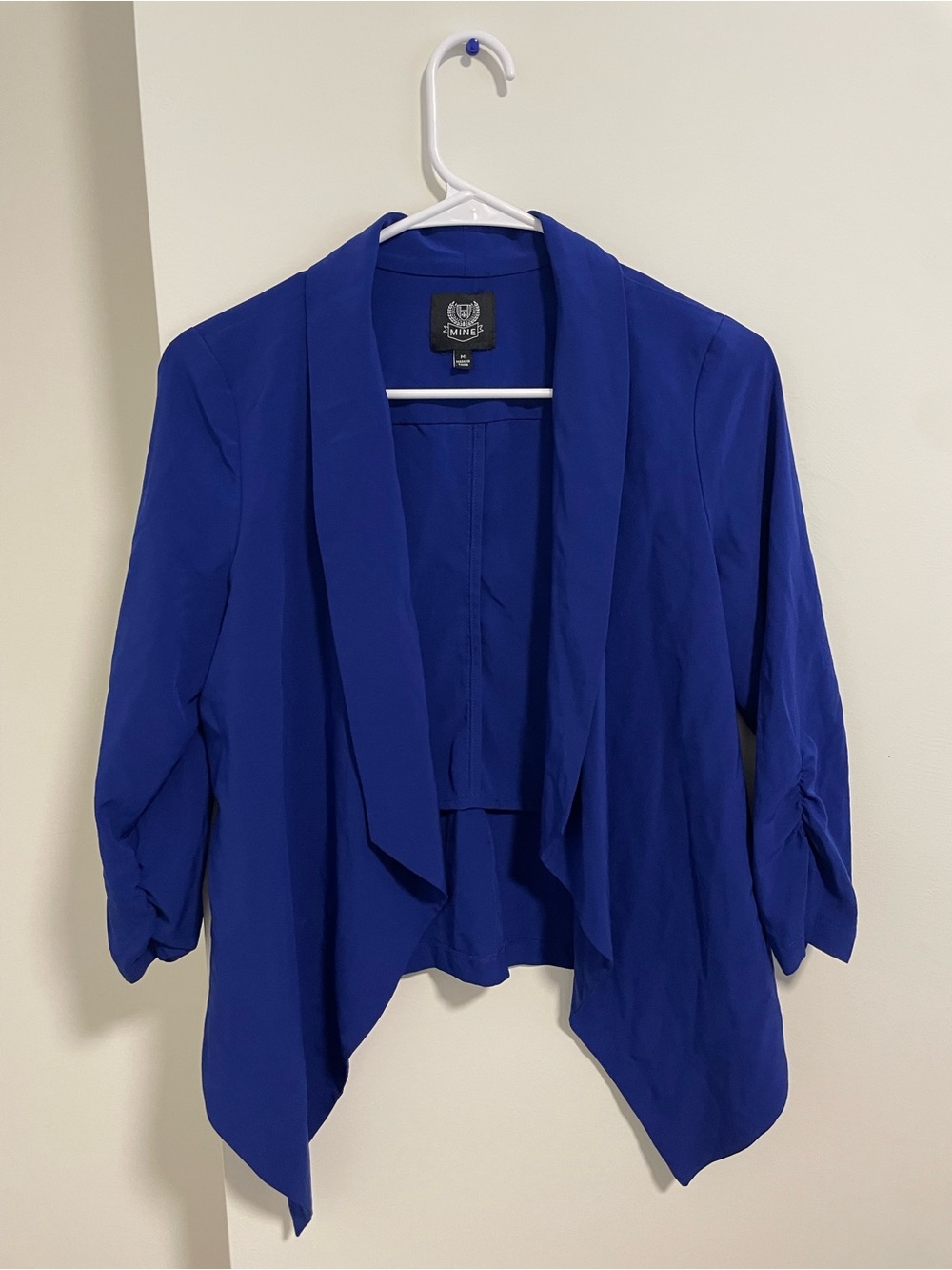 66 mine Royal Blue Open Front Draped Blazer